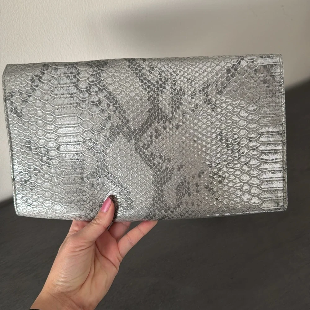 H&M Silver Snakeskin Clutch